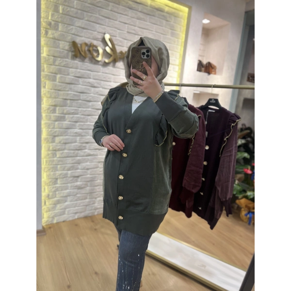 ZİRKON Fırfırlı İpek Cupra& Merserize Hırka