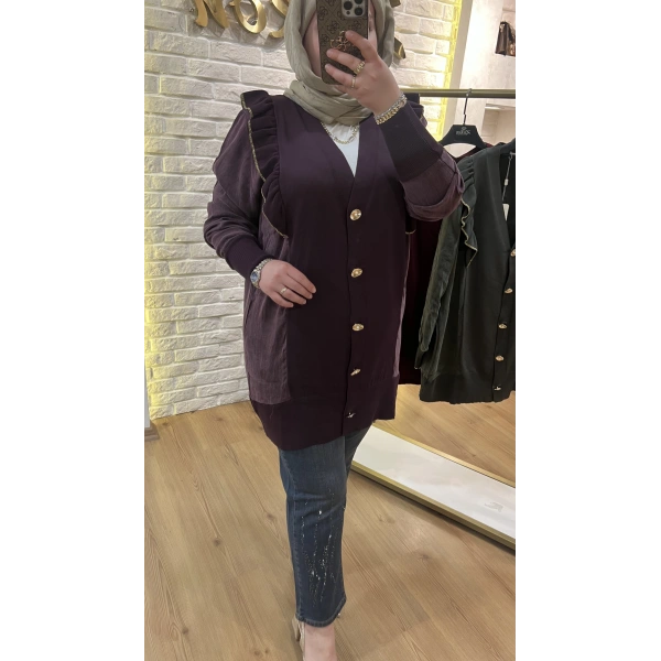 ZİRKON Fırfırlı İpek Cupra& Merserize Hırka