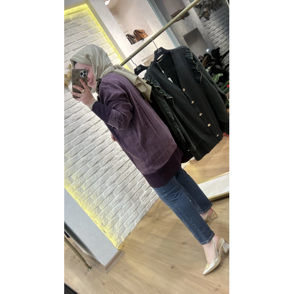 ZİRKON Fırfırlı İpek Cupra& Merserize Hırka