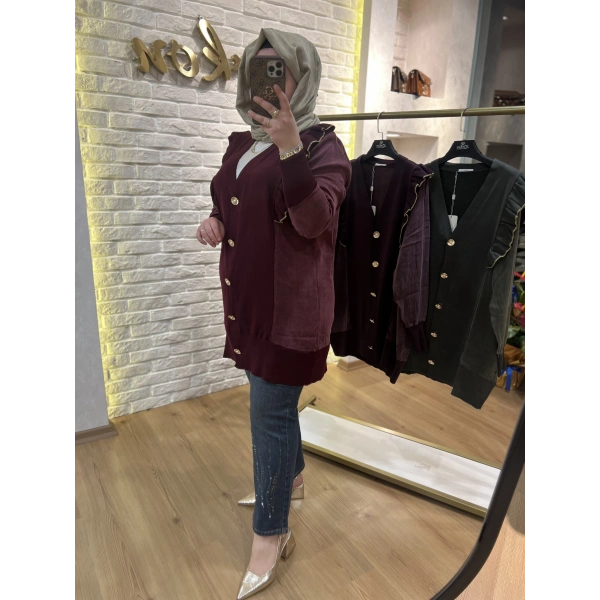 ZİRKON Fırfırlı İpek Cupra& Merserize Hırka