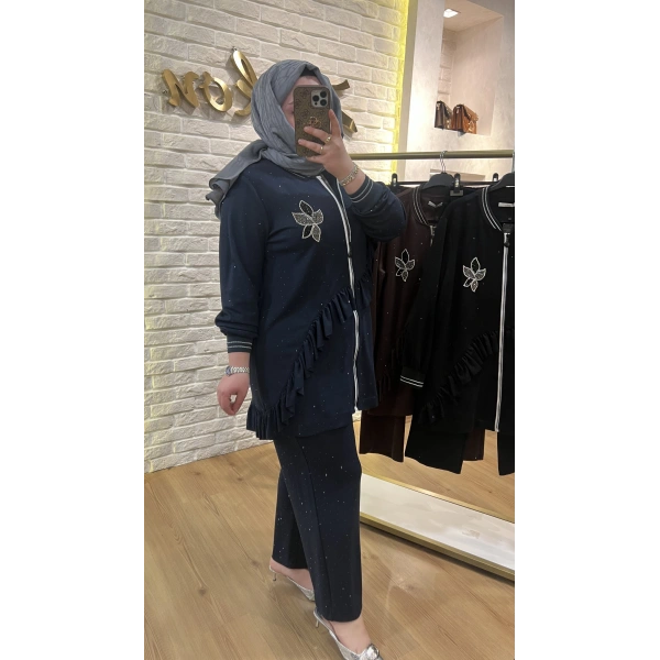 SOLİS Fırfırlı Taşlı Çelik Örme Takım