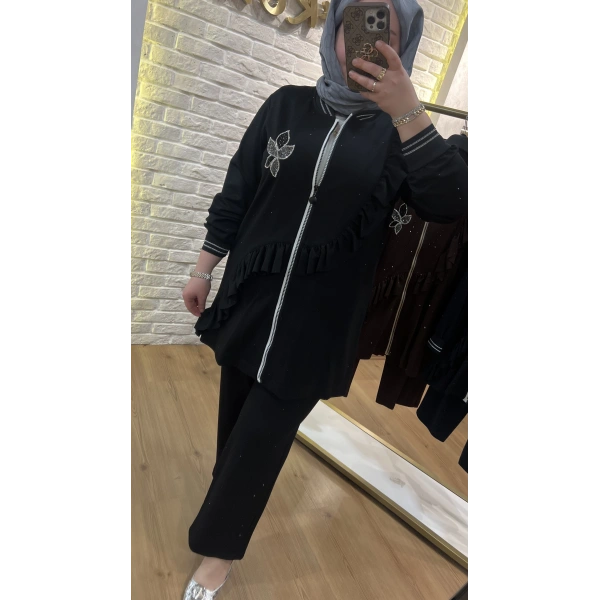 SOLİS Fırfırlı Taşlı Çelik Örme Takım