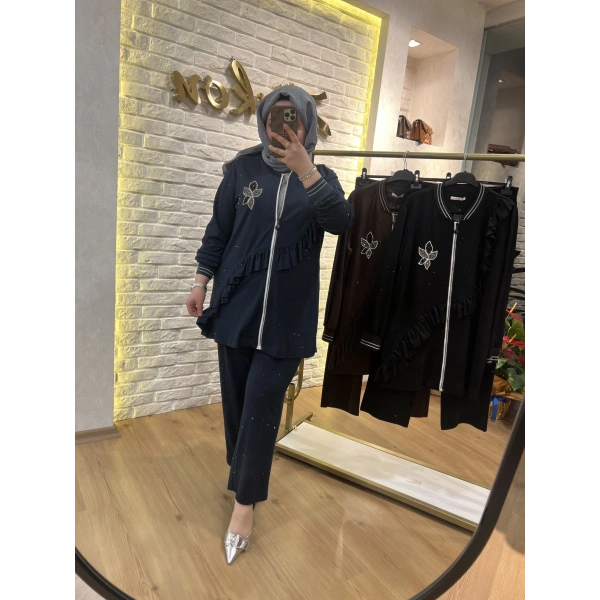 SOLİS Fırfırlı Taşlı Çelik Örme Takım