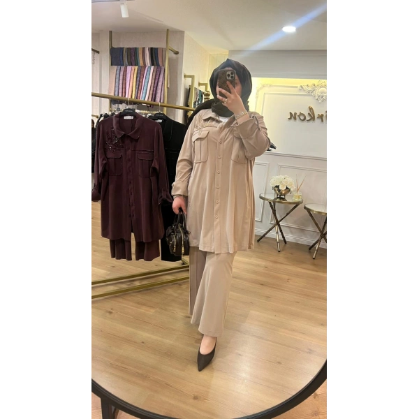 MEVA BY PUREVA Boncuk İşlemeli Nakışlı Tensel Takım