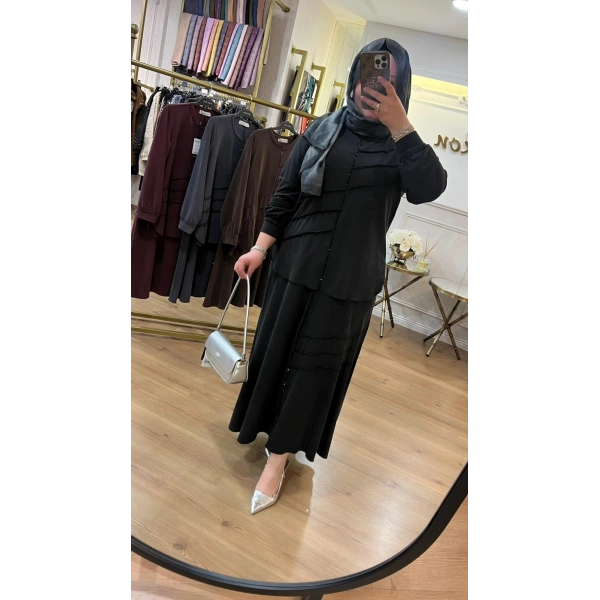 MEVA PLUS BY PUREVA Boncuklu Nervürlü Etekli Takım