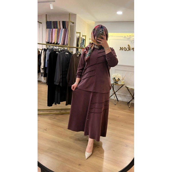 MEVA PLUS BY PUREVA Boncuklu Nervürlü Etekli Takım