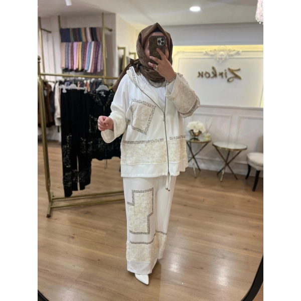 İTHAL Güpürlü Taşlı Takım