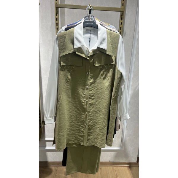 MEVA PLUS BY PUREVA Yakma Taşlı Yelekli Üçlü Takım