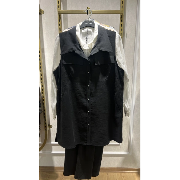 MEVA PLUS BY PUREVA Yakma Taşlı Yelekli Üçlü Takım