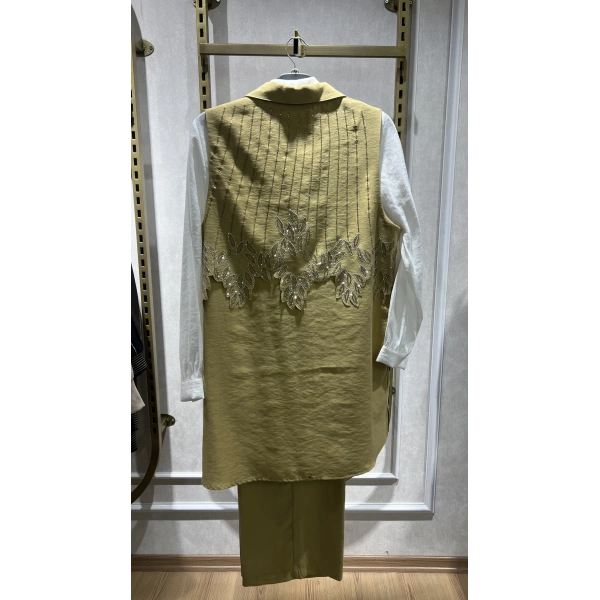 MEVA PLUS BY PUREVA Yakma Taşlı Yelekli Üçlü Takım