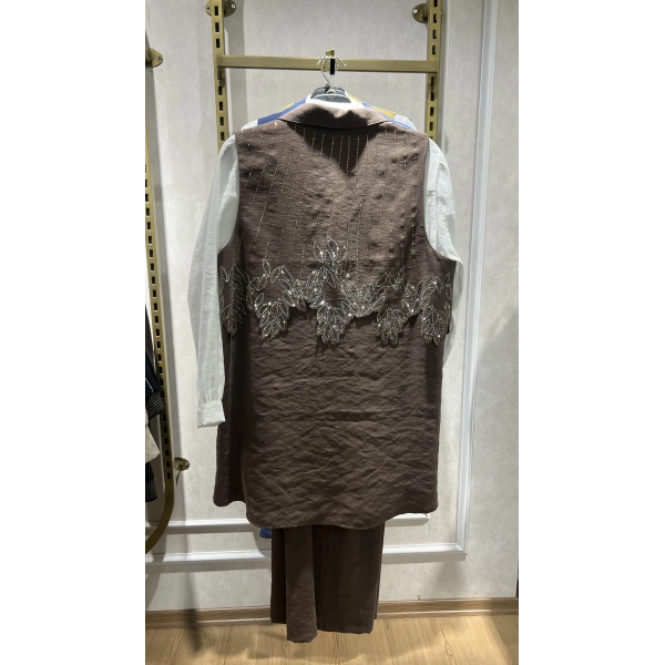 MEVA PLUS BY PUREVA Yakma Taşlı Yelekli Üçlü Takım