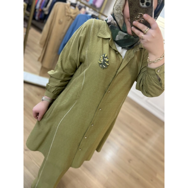 MEVA PLUS BY PUREVA Broşlu Pamuk Keten Takım