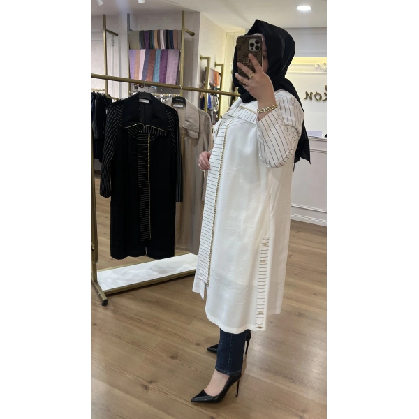 MEVA PLUS BY PUREVA Çizgili Keten Tensel Giyçık