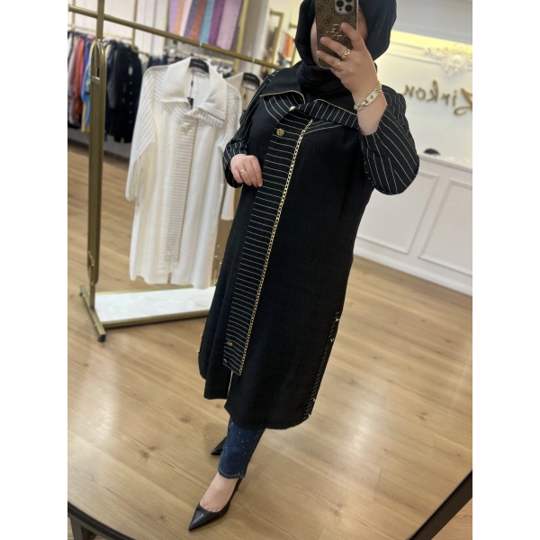 MEVA PLUS BY PUREVA Çizgili Keten Tensel Giyçık