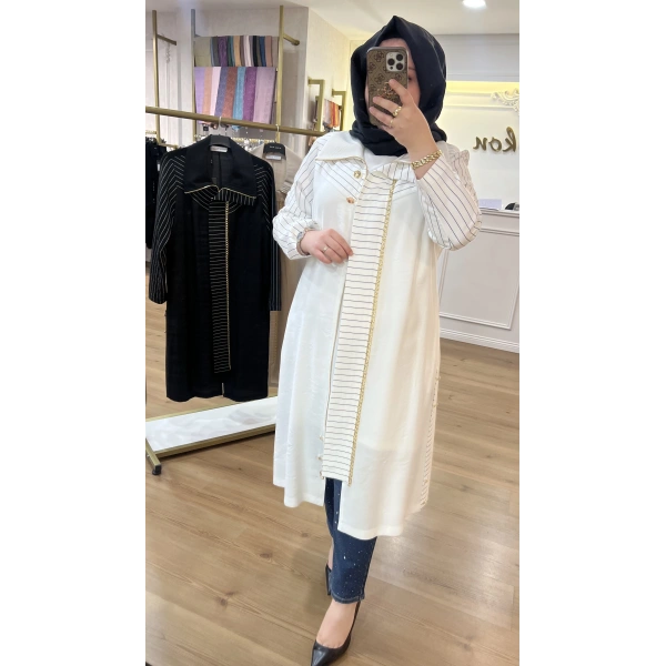 MEVA PLUS BY PUREVA Çizgili Keten Tensel Giyçık