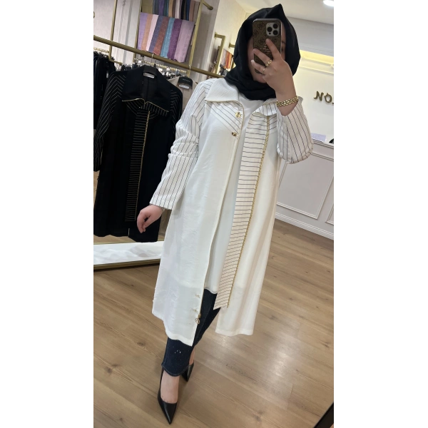 MEVA PLUS BY PUREVA Çizgili Keten Tensel Giyçık