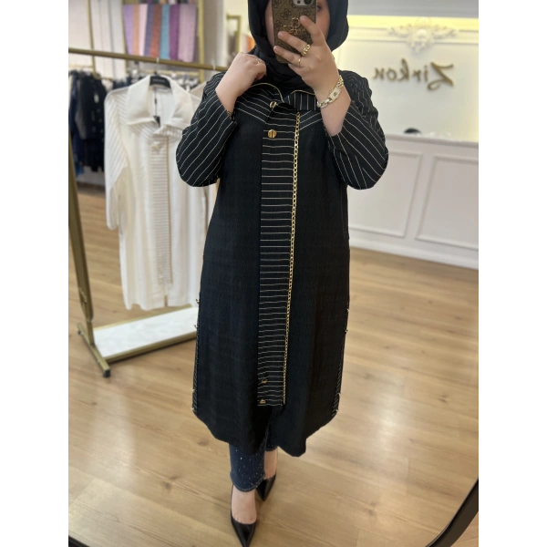 MEVA PLUS BY PUREVA Çizgili Keten Tensel Giyçık