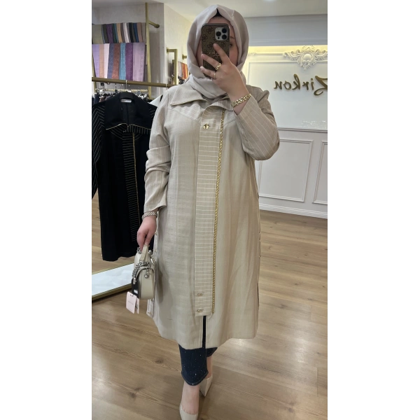 MEVA PLUS BY PUREVA Çizgili Keten Tensel Giyçık