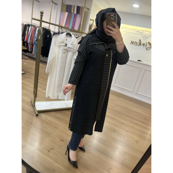 MEVA PLUS BY PUREVA Çizgili Keten Tensel Giyçık