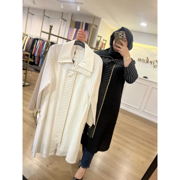 MEVA PLUS BY PUREVA Çizgili Keten Tensel Giyçık