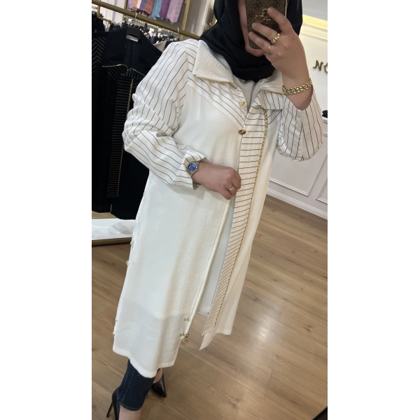 MEVA PLUS BY PUREVA Çizgili Keten Tensel Giyçık