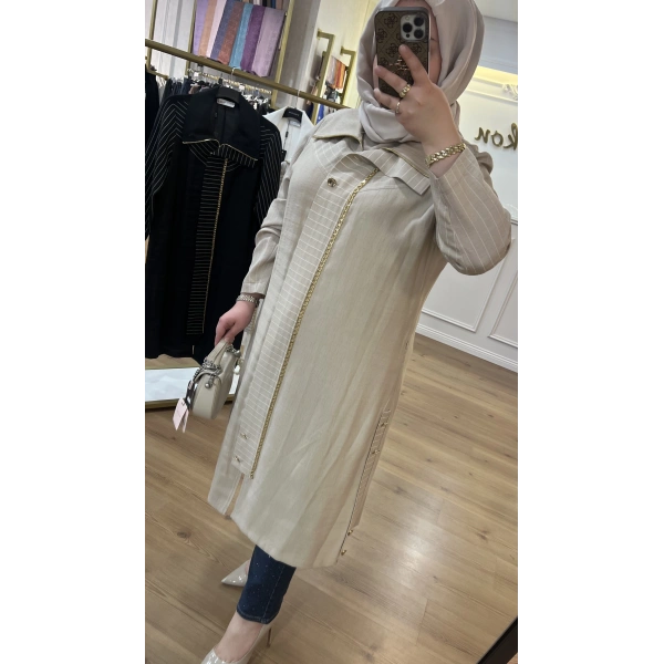 MEVA PLUS BY PUREVA Çizgili Keten Tensel Giyçık