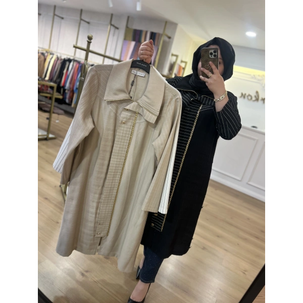 MEVA PLUS BY PUREVA Çizgili Keten Tensel Giyçık