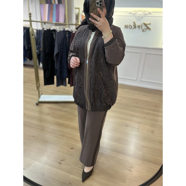 PUREVA Güpürlü Ceket Takım