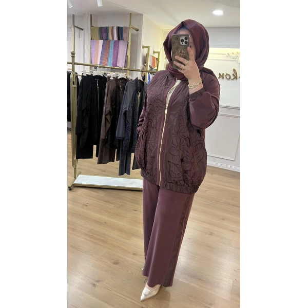 PUREVA Güpürlü Ceket Takım