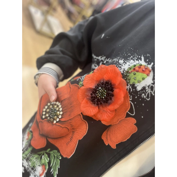 İTHAL Büyük Beden Gül Kabartmalı Tensel Takım