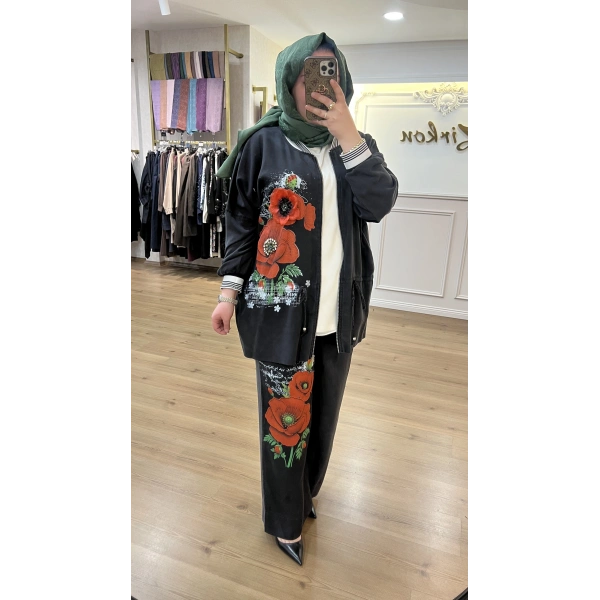 İTHAL Büyük Beden Gül Kabartmalı Tensel Takım