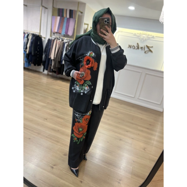 İTHAL Büyük Beden Gül Kabartmalı Tensel Takım