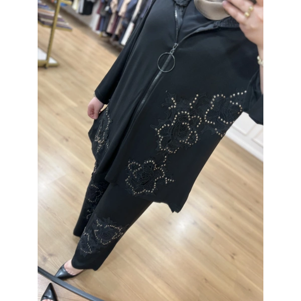 İTHAL BÜYÜK BEDEN Zımbalı Güpürlü Takım