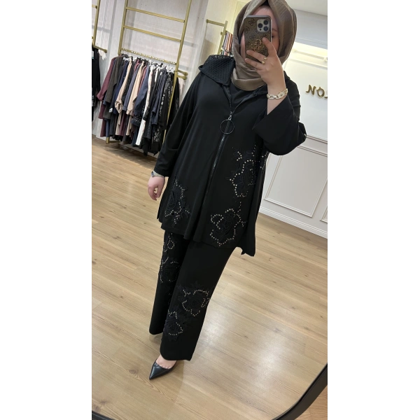 İTHAL BÜYÜK BEDEN Zımbalı Güpürlü Takım