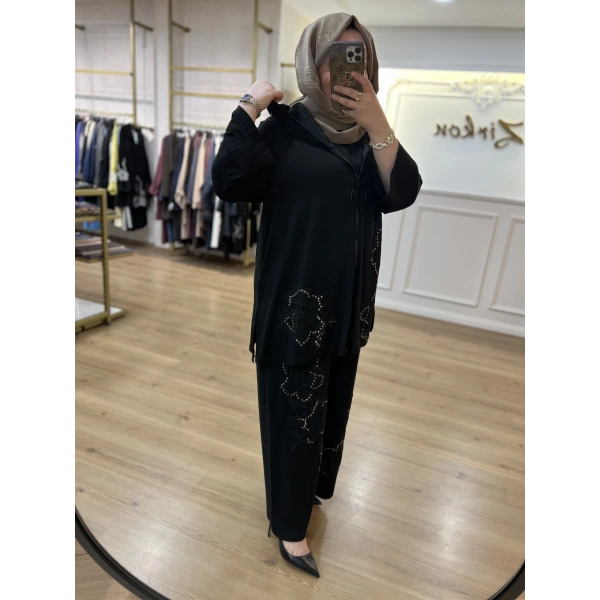 İTHAL BÜYÜK BEDEN Zımbalı Güpürlü Takım