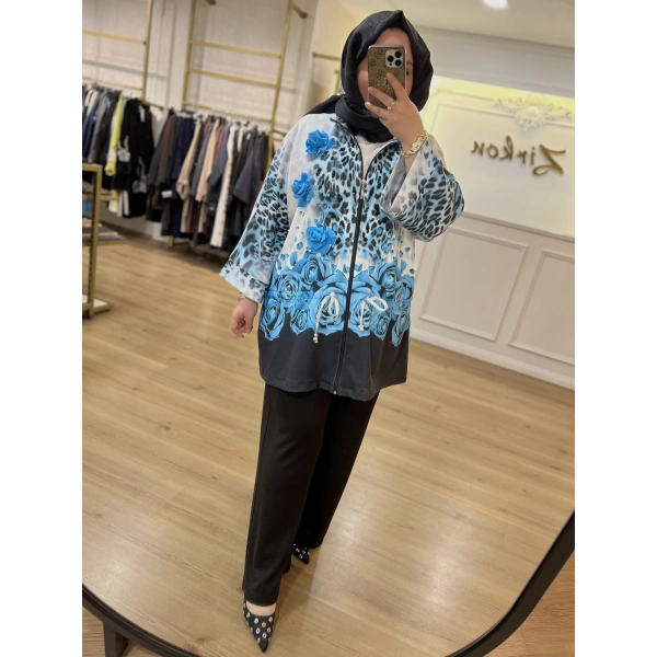 İTHAL Büyük Beden Güllü Kabartmalı Takım