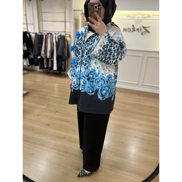 İTHAL Büyük Beden Güllü Kabartmalı Takım