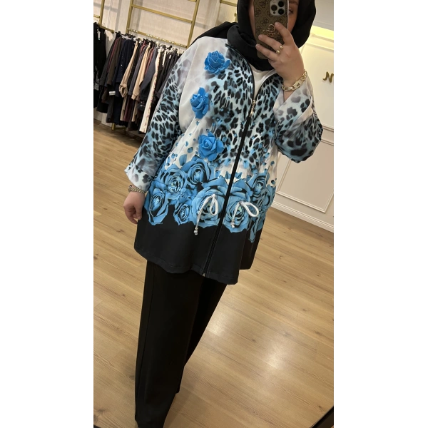 İTHAL Büyük Beden Güllü Kabartmalı Takım