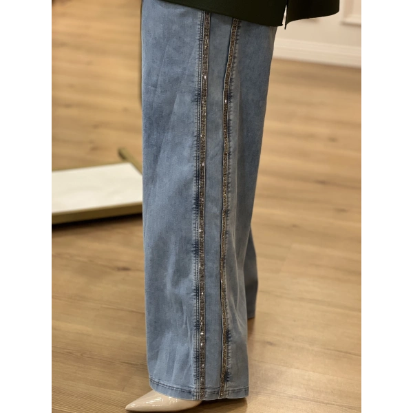 İTHAL BÜYÜK BEDEN TAŞLI PALAZZO KOT