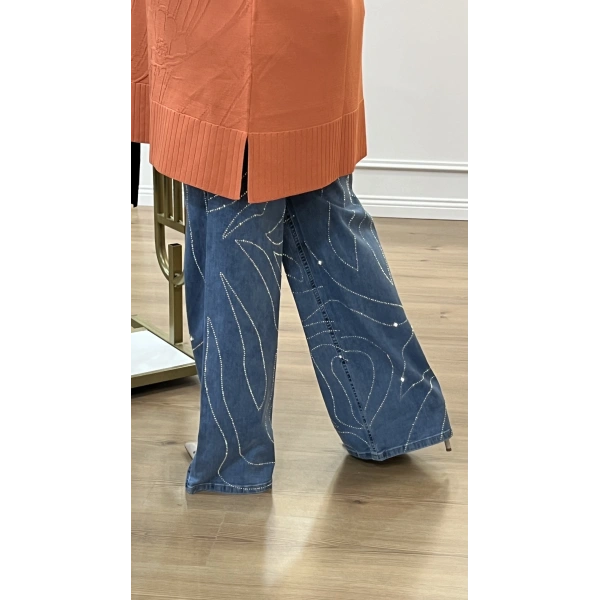 İTHAL Taşlı Palazzo Pamuk Kot