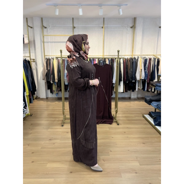 FATMA DANIŞMAN Kazayağı Jakar Fermuarlı Elbise