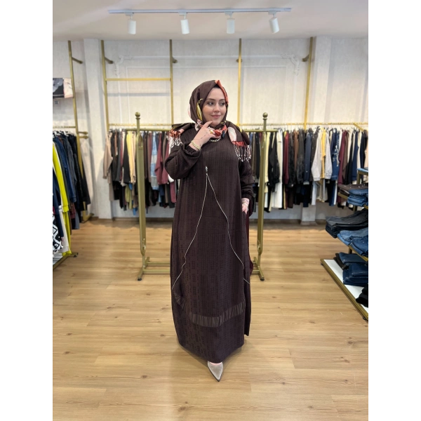 FATMA DANIŞMAN Kazayağı Jakar Fermuarlı Elbise