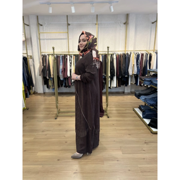 FATMA DANIŞMAN Kazayağı Jakar Fermuarlı Elbise