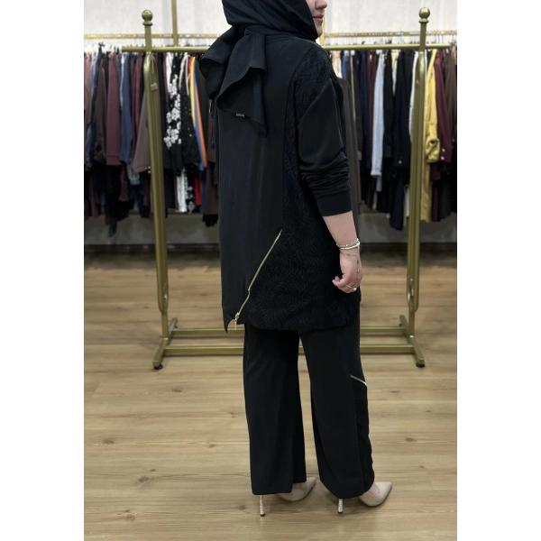 MEVA BY PUREVA Dantel ve Fermuar Detay Modal Takım