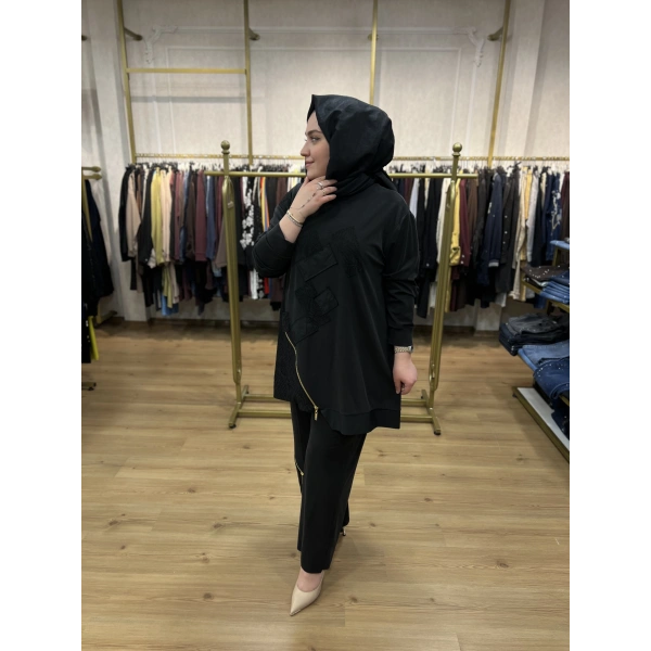 MEVA BY PUREVA Dantel ve Fermuar Detay Modal Takım