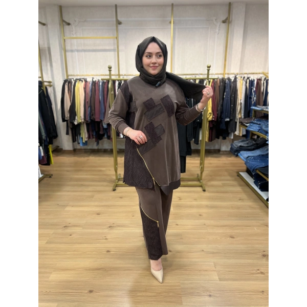 MEVA BY PUREVA Dantel ve Fermuar Detay Modal Takım