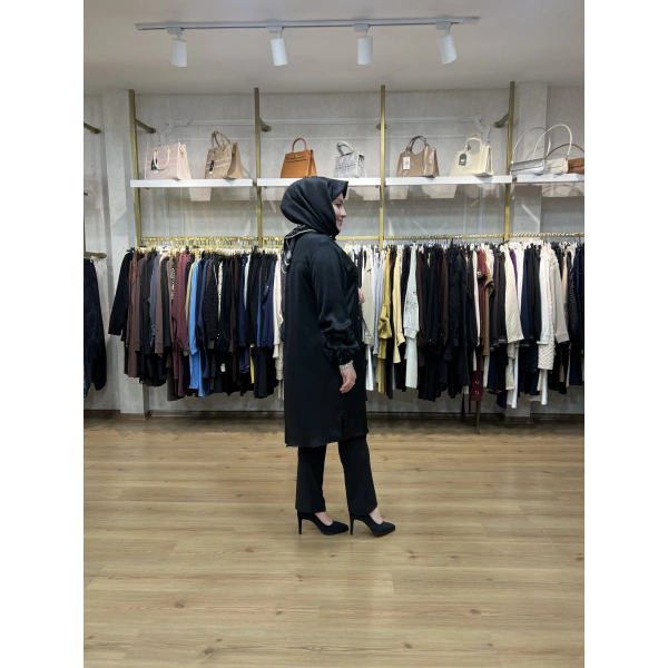 MEVA PLUS BY PUREVA İşlemeli Pamuk Saten Gömlek