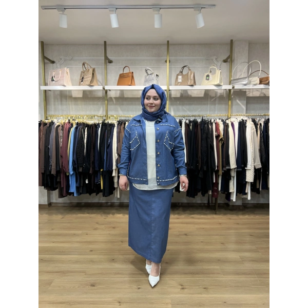 FATMA DANIŞMAN İncili Taşlı Etekli Takım