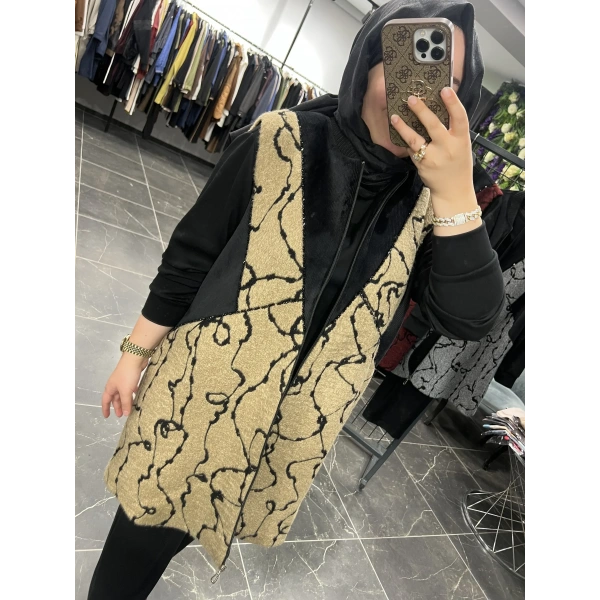 MEVA BY PUREVA Damar Desenli İşleme Yelekli Üçlü Takım