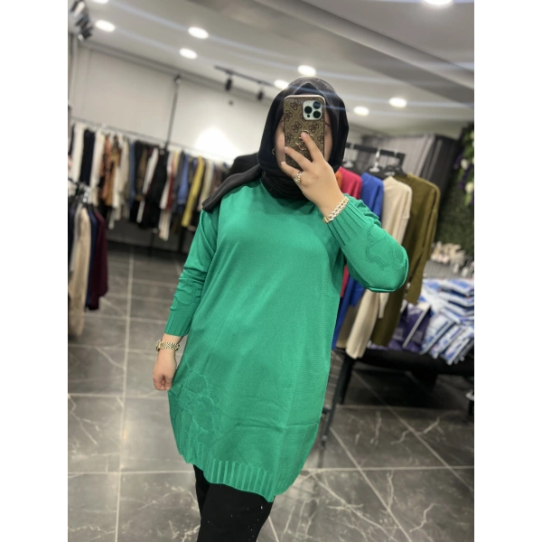 Çiçek Kabartma Merserize Tunik